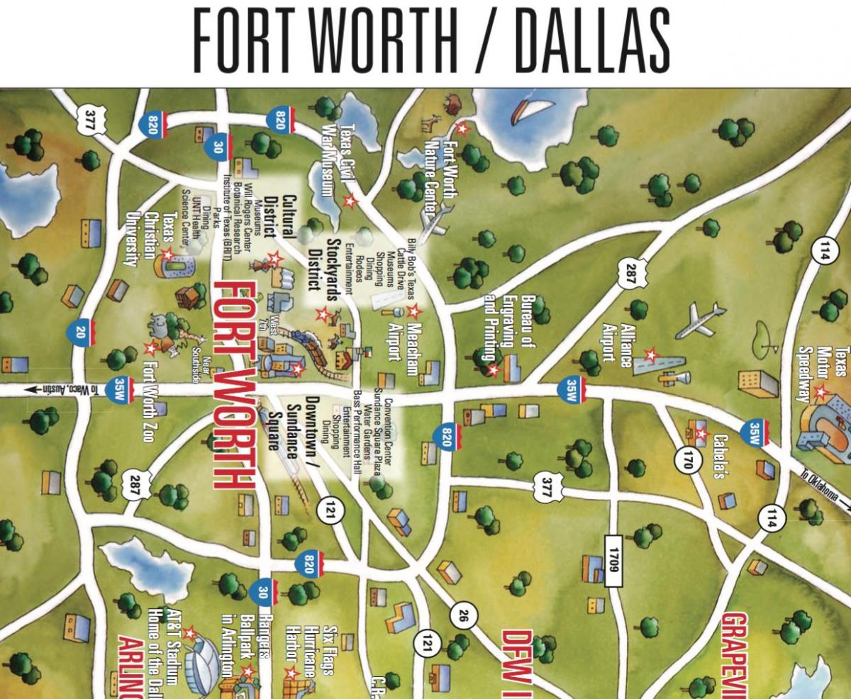 mapa de Dallas Fort Worth área