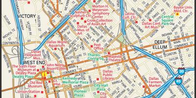 Mapa do centro de Dallas rúas