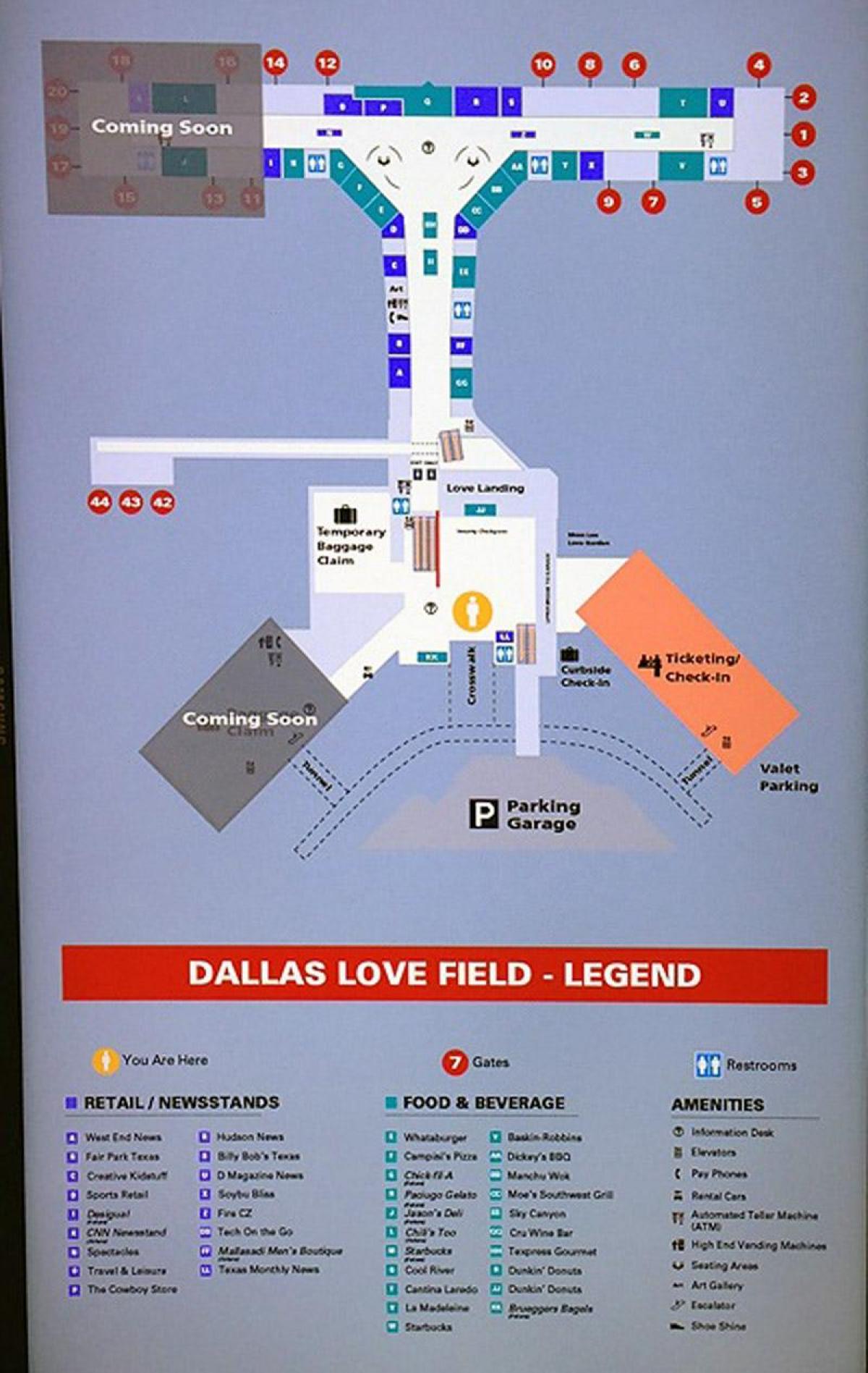 Dallas amor campo aeroporto mapa