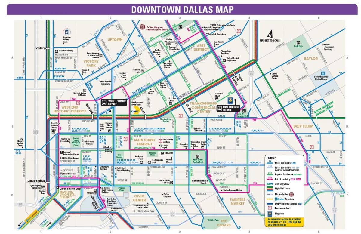 Dallas rutas de autobuses mapa