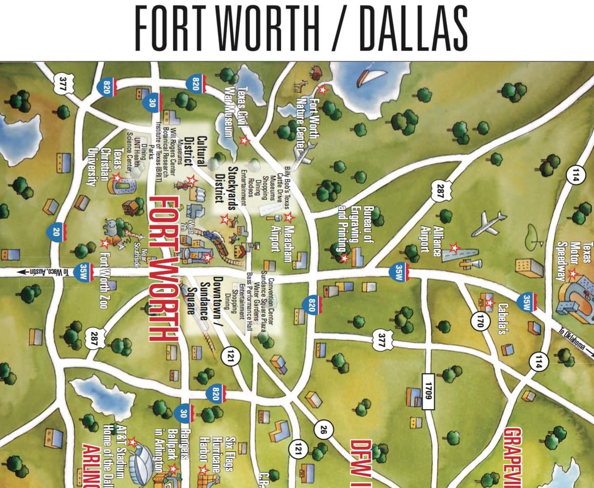 mapa de Dallas Fort Worth área