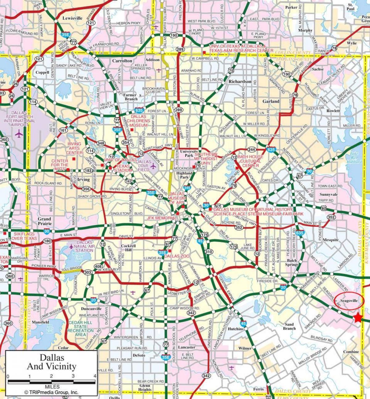 mapa de Dallas suburbios