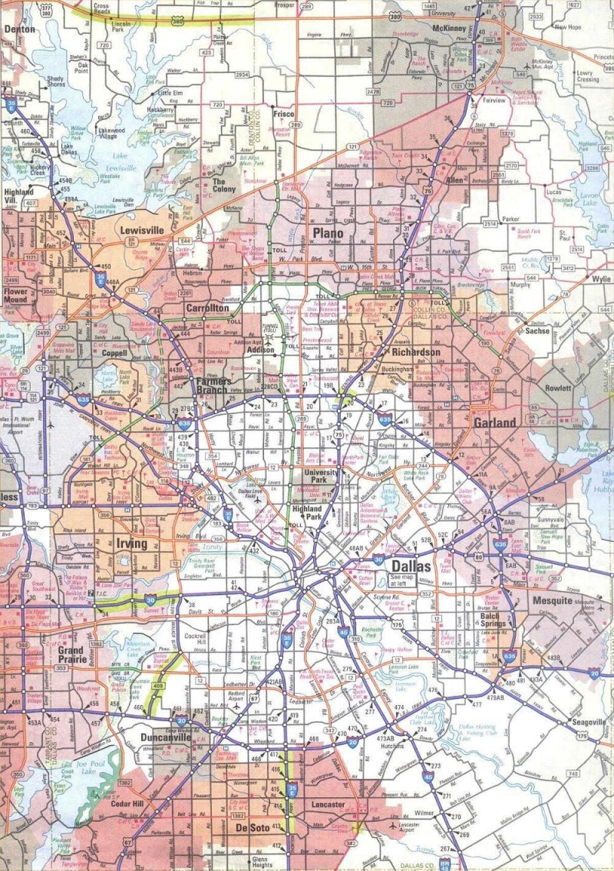 mapa de Dallas Texas área
