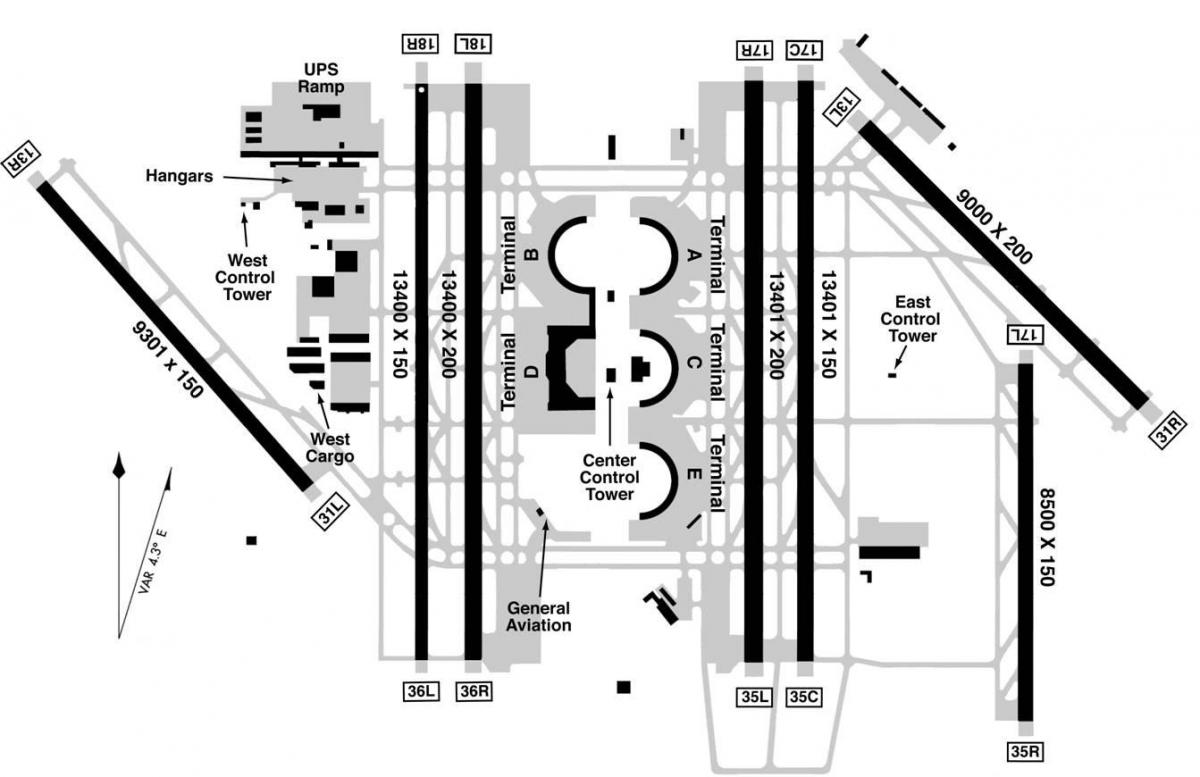 DFW terminal de aeroporto b mapa