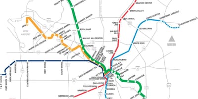 Dallas zona de tránsito rápido mapa